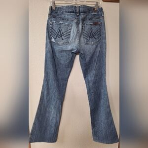 7 For All Mankind A Pocket  Bootcut Low Rise Distressed Womens Jeans Size 28x34